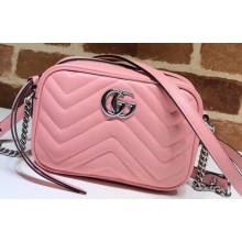 Gucci Leather GG Marmont Mini Shoulder Camera Bag 448065 Pastel Pink 2020