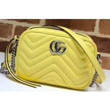 Gucci Leather GG Marmont Mini Shoulder Camera Bag 448065 Pastel Yellow 2020