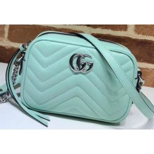 Gucci Leather GG Marmont Mini Shoulder Camera Bag 448065 Pastel Green 2020