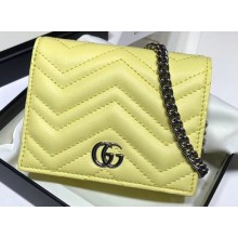 Gucci Leather GG Marmont Double G Mini Chain Bag Wallet 625693 Pastel Yellow 2020