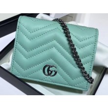 Gucci Leather GG Marmont Double G Mini Chain Bag Wallet 625693 Pastel Green 2020