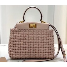 Fendi Leather Peekaboo Iconic Mini Interlace Bag Pink 2020