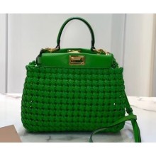Fendi Leather Peekaboo Iconic Mini Interlace Bag Green 2020