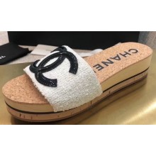 Chanel CC Logo Mules Slipper Sandals White Runway 2020