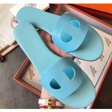 Hermes Lisboa Slipper Sandals Macaron Blue