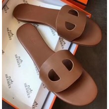 Hermes Lisboa Slipper Sandals Brown