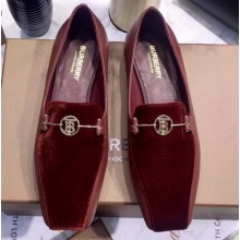 Burberry Monogram Motif Leather Loafers Suede Burgundy 2020