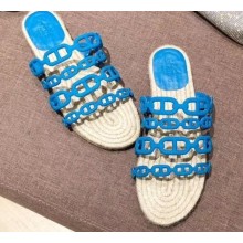 Hermes Ancone Espadrilles Slipper Sandals Blue 2020