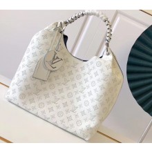 Louis Vuitton Mahina Calf Leather Carmel Hobo Bag M56203 White 2020