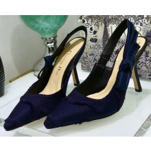 Dior Heel 9.5cm J'Adior Slingback Pumps Camouflage Embroidered Dark Blue 2020