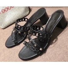 Hermes Heel 5cm Ajaccio Sandals Studs Black 2020