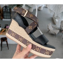 Louis Vuitton Heel 10cm Platform 6cm Boundary Wedge Sandals Black 2020