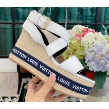 Louis Vuitton Heel 10cm Platform 6cm Boundary Wedge Sandals White 2020