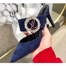 Louis Vuitton Heel 8.5cm Madeleine Mules Velvet Navy Blue 2020