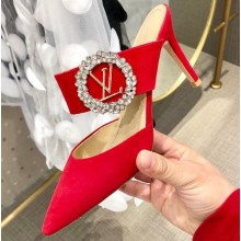 Louis Vuitton Heel 8.5cm Madeleine Mules Velvet Red 2020