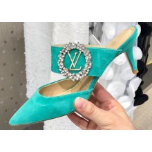 Louis Vuitton Heel 4.5cm Madeleine Mules Suede Turquoise 2020