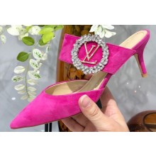 Louis Vuitton Heel 4.5cm Madeleine Mules Suede Dark Pink 2020