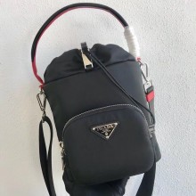 Prada Nylon Bucket Bag 1BE026 Black/Red 2020