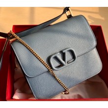 Valentino Large VSLING Grainy Calfskin Shoulder Bag 0074 Gray 2020