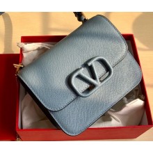 Valentino Small VSLING Grainy Calfskin Shoulder Bag 0074 Gray 2020