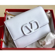 Valentino VSLING Grainy Calfskin Chain Shoulder Bag 0069 White 2020