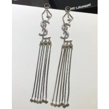 Saint Laurent MONOGRAM textured tassel earrings in metal and glass 601654