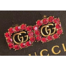 Gucci Crystal Double G Earrings 605779 Red