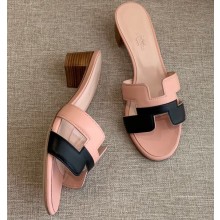 Hermes Heel 5cm Oasis Slipper Sandals Pink/Black 2020