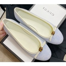 Gucci Bamboo and Bow GG Canvas/Leather Ballet Flats White