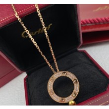 Cartier Love necklace diamond-paved Pink Gold