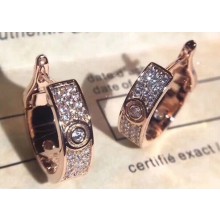 Cartier Love Earrings diamond-paved Small Pink Gold