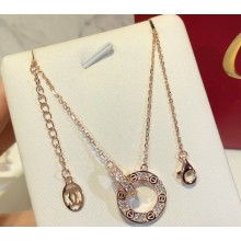 Cartier Dicyclic Love necklace diamond-paved Pink Gold
