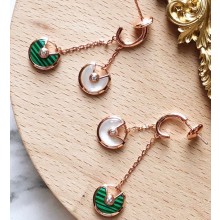 Cartier amulette de Earrings Green and White