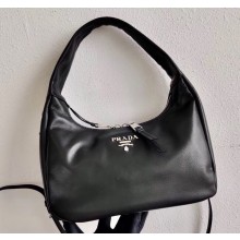 Prada Leather Hobo Bag 1BC132 Black 2020