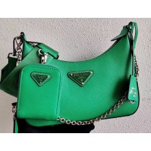 Prada Re-Edition 2005 Saffiano Leather Shoulder Hobo Bag 1BH204 Green 2020
