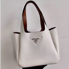 Prada Leather Bucket Handbag 1BG335/1BC127 White 2020