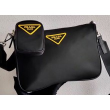 Prada Nylon Cross-Body Bag 2VH113 Black/Yellow Logo 2020