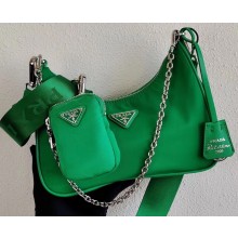 Prada Re-Edition 2005 Nylon Shoulder Hobo Bag 1BH204 green 2020