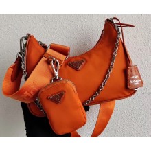 Prada Re-Edition 2005 Nylon Shoulder Hobo Bag 1BH204 orange 2020