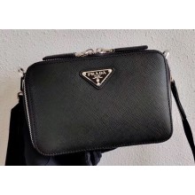 Prada Brique Saffiano Leather Cross-Body Bag 2VH070 Black 2020