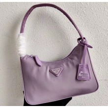 Prada Re-Edition 2000 Nylon Mini Hobo Bag 1NE515 Lavender 2020