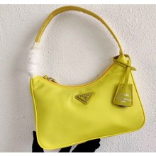 Prada Re-Edition 2000 Nylon Mini Hobo Bag 1NE515 Lemon Yellow 2020