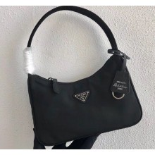 Prada Re-Edition 2000 Nylon Mini Hobo Bag 1NE515 Black 2020