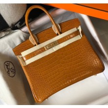 Hermes Birkin 25cm/30cm Bag in Crocodile Pattern Brown