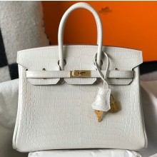 Hermes Birkin 25cm/30cm Bag in Crocodile Pattern White
