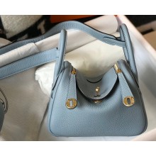 Hermes Mini Lindy 19cm Bag Baby Blue