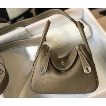Hermes Mini Lindy 19cm Bag Etoupe/Silver