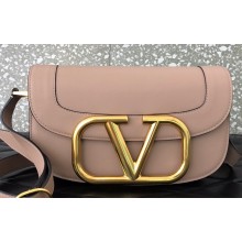 Valentino Supervee Calfskin Crossbody Large Bag Nude/Gold 2020