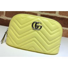 Gucci Leather GG Marmont Cosmetic Case Bag 625690 Pastel Yellow 2020