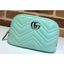 Gucci Leather GG Marmont Cosmetic Case Bag 625690 Pastel Green 2020